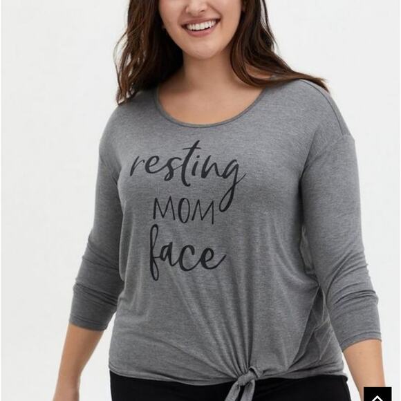 TORRID Resting Mom Face Tie Front Tee in Size 00 (10) - Picture 1 of 6